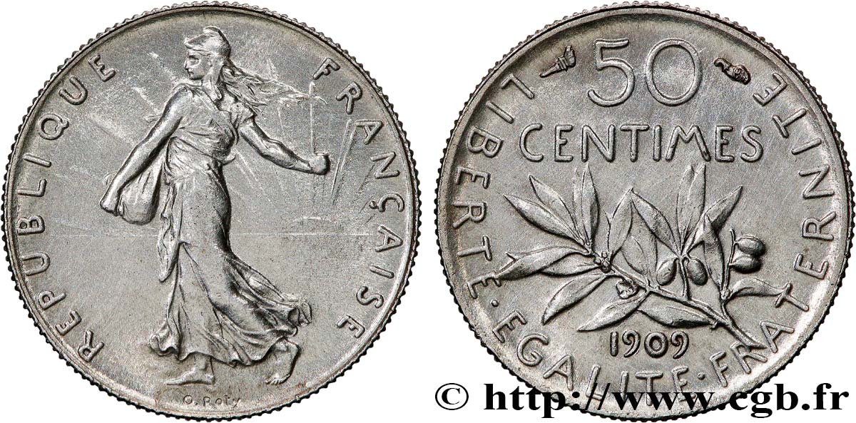 50 centimes Semeuse 1909  F.190/16 SUP 