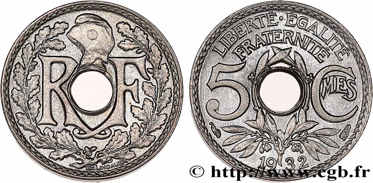 5 centimes Lindauer, petit module 1932 Paris F.122/15 SPL64 