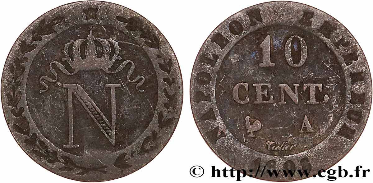 10 cent. à l N couronnée 1808 Paris F.130/2 S 