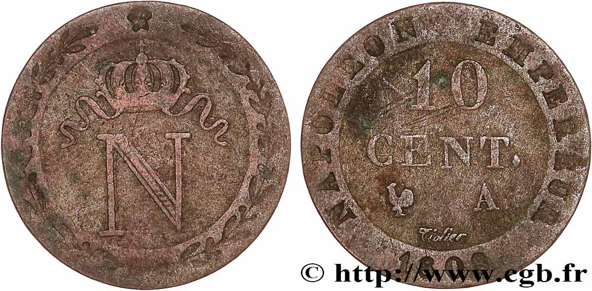 10 cent. à l N couronnée 1808 Paris F.130/2 BC 