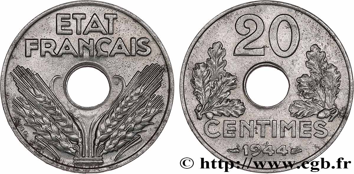 20 centimes fer 1944  F.154/3 SUP+ 