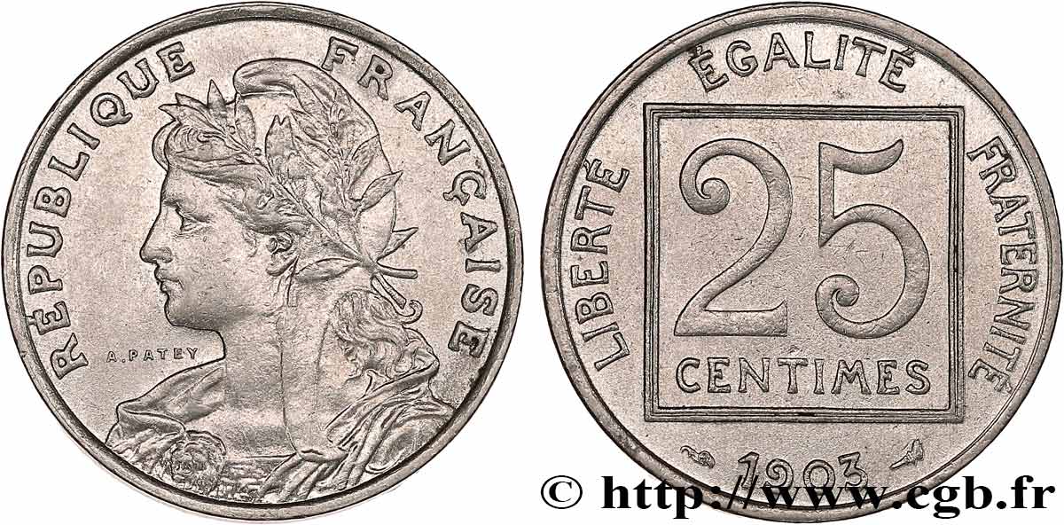 25 centimes Patey, 1er type 1903  F.168/3 AU55 