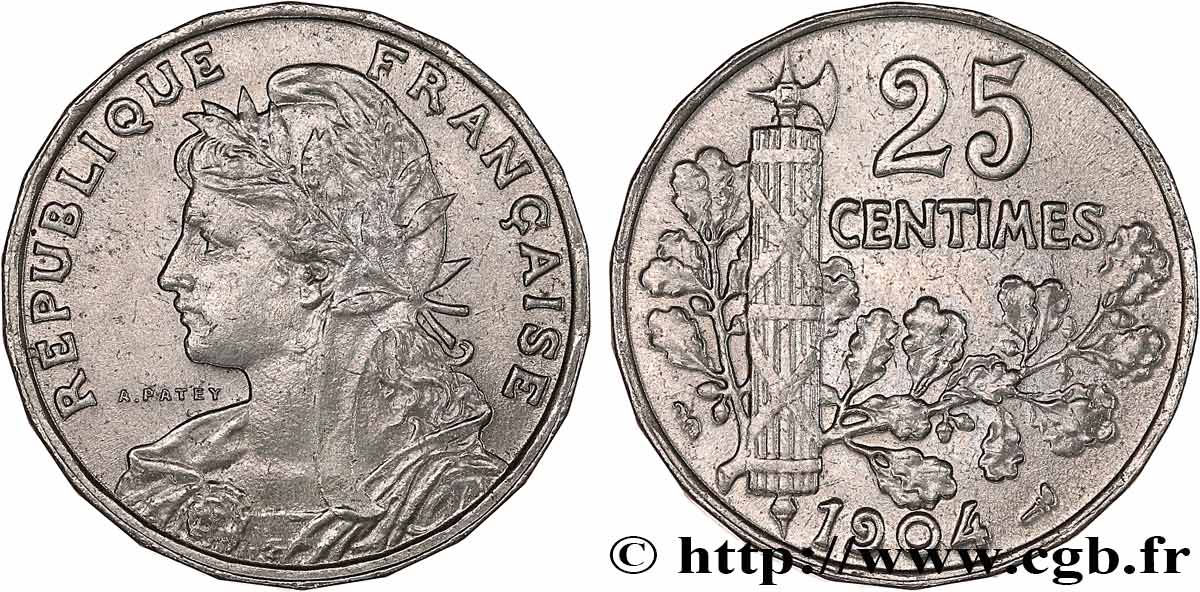25 centimes Patey, 2e type 1904  F.169/2 MS62 