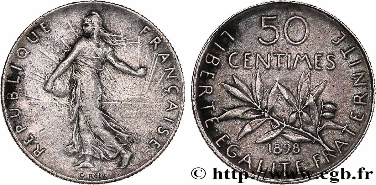50 centimes Semeuse 1898 Paris F.190/3 TTB+ 