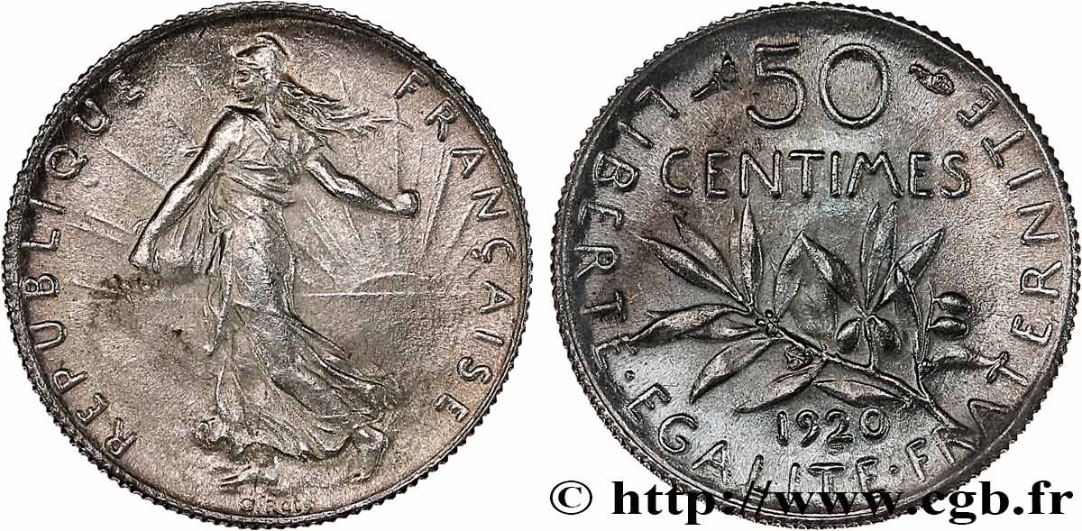 50 centimes Semeuse 1920 Paris F.190/27 MS 