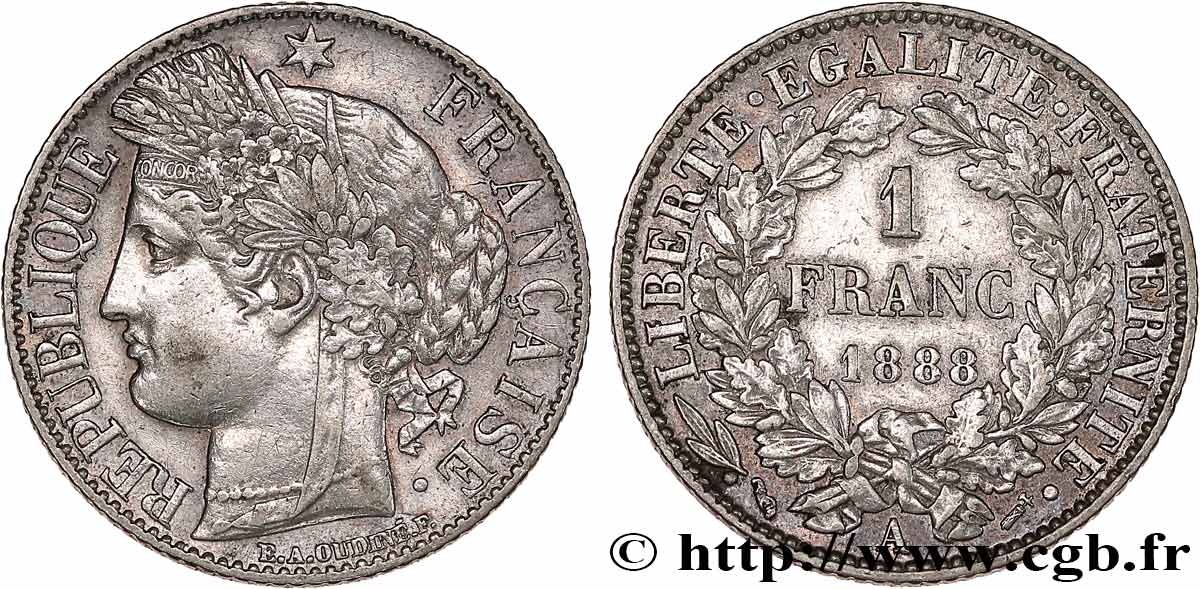 1 franc Cérès, IIIe République 1888 Paris F.216/10 q.SPL 