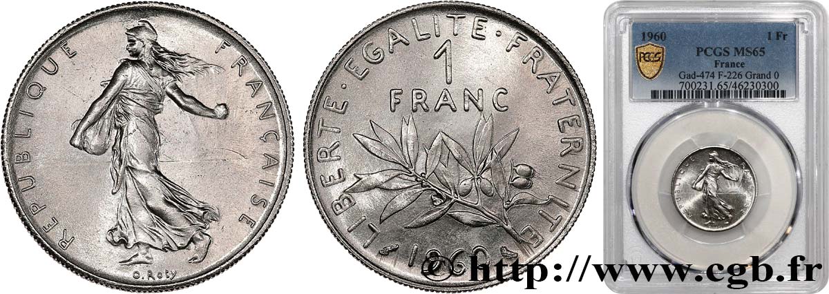1 franc Semeuse, nickel 1960 Paris F.226/5 FDC65 PCGS