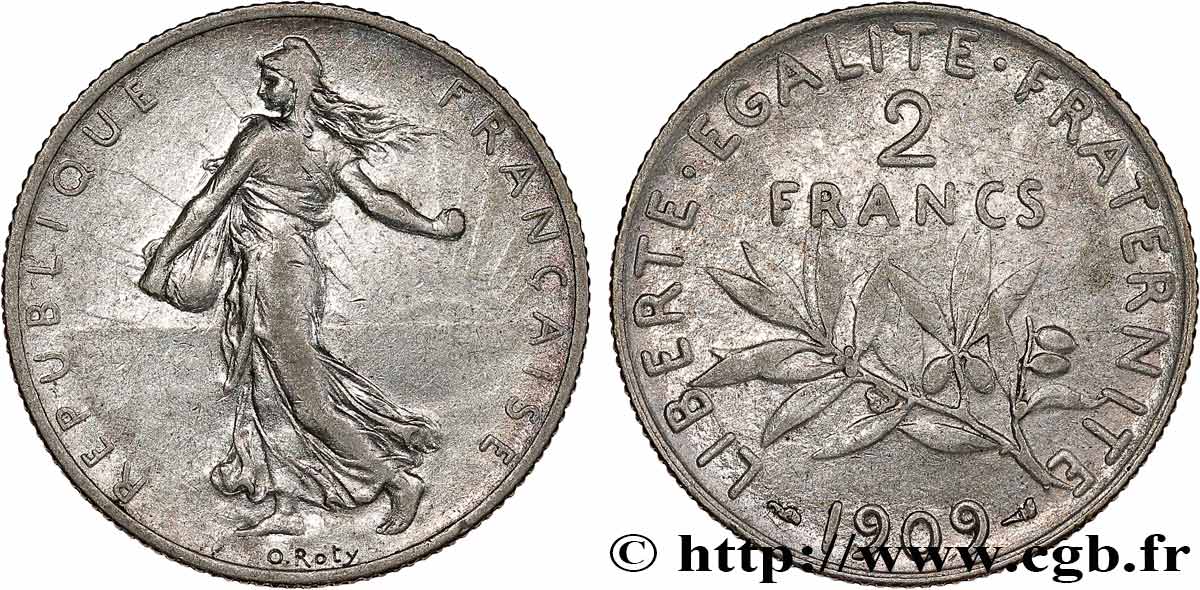 2 francs Semeuse 1909  F.266/11 MBC 