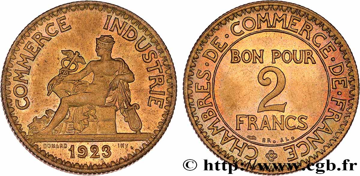 2 francs Chambres de Commerce 1923  F.267/5 MS63 