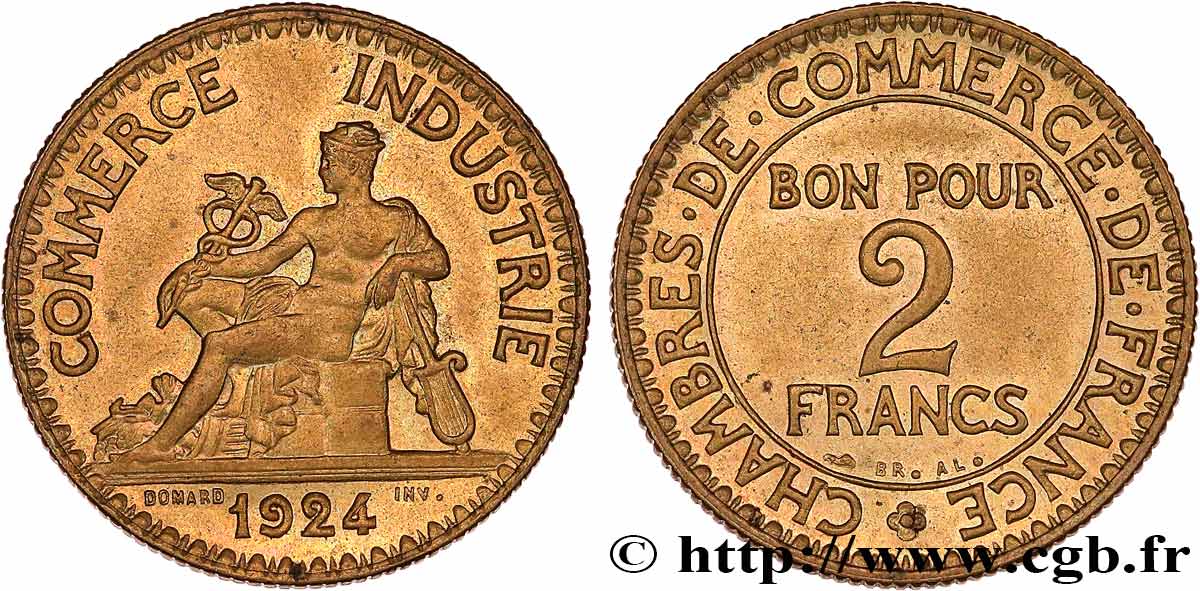 2 francs Chambres de Commerce 1924  F.267/6 MS62 