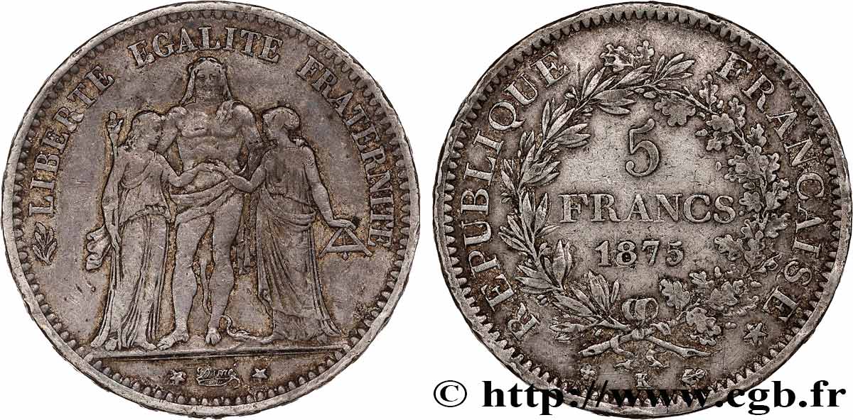5 francs Hercule 1875 Bordeaux F.334/16 XF45 