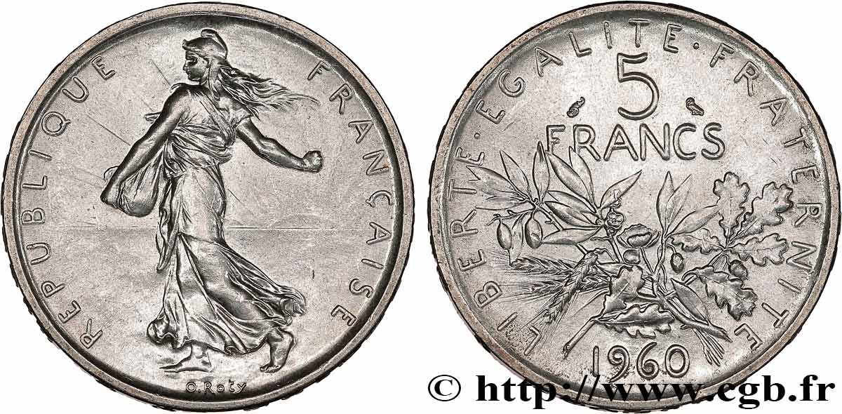 5 francs Semeuse, argent 1960 Paris F.340/4 SUP62 