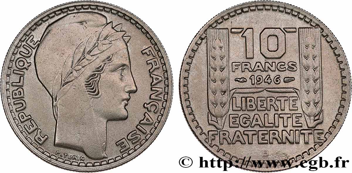 10 francs Turin, grosse tête, rameaux longs 1946 Beaumont-Le-Roger F.361/4 TTB 