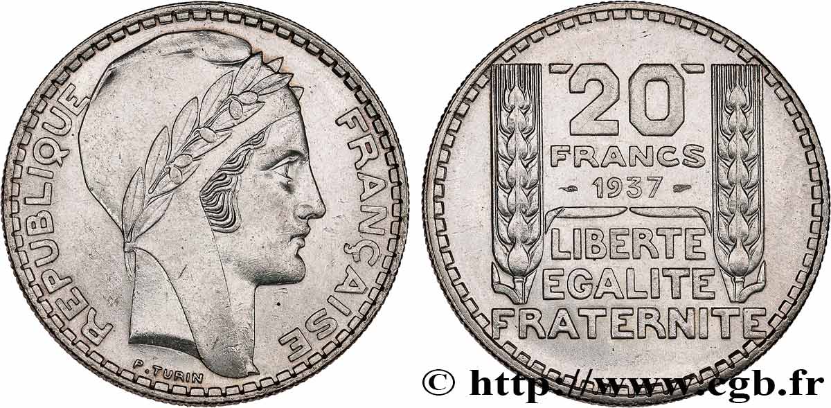 20 francs Turin 1937  F.400/8 SUP 
