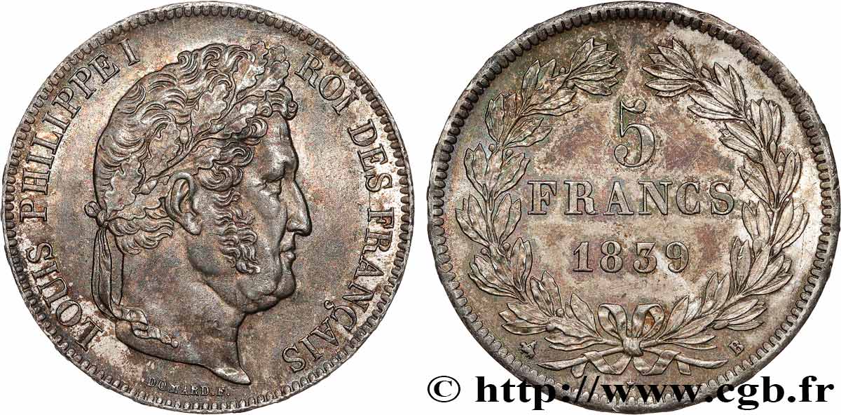 5 francs IIe type Domard 1839 Rouen F.324/76 VZ58 