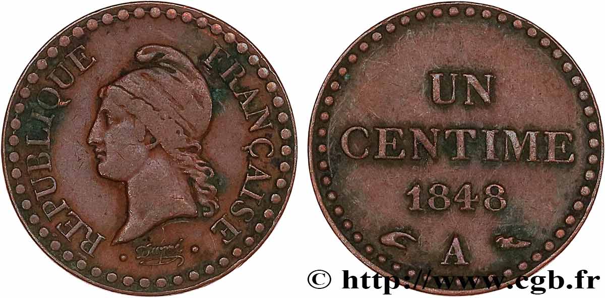 Un centime Dupré, IIe République 1848 Paris F.101/1 BC 