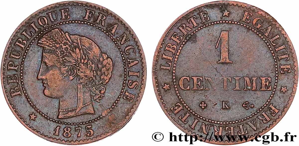 1 centime Cérès 1875 Bordeaux F.104/5 S 
