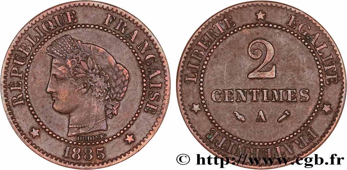 2 centimes Cérès 1885 Paris F.109/11 XF40 