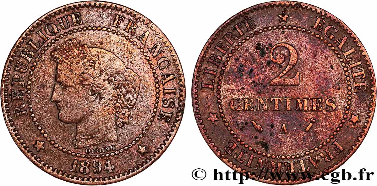 2 centimes Cérès 1894 Paris F.109/20 B+ 