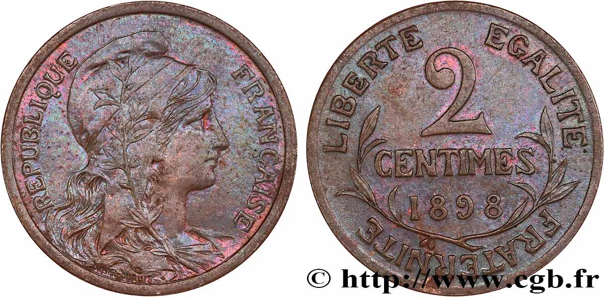2 centimes Daniel-Dupuis 1898  F.110/1 TTB50 