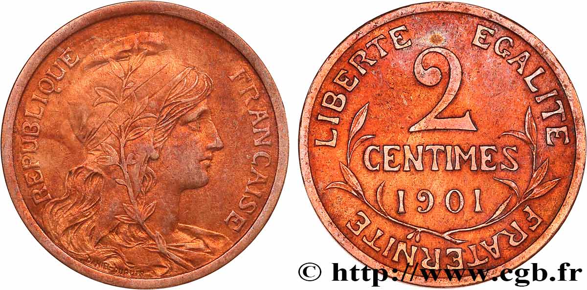 2 centimes Daniel-Dupuis 1901 Paris F.110/6 XF 