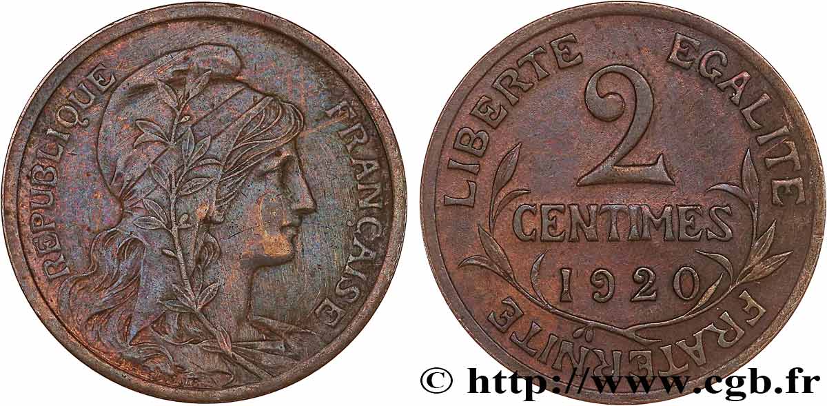 2 centimes Daniel-Dupuis 1920 Paris F.110/20 XF 