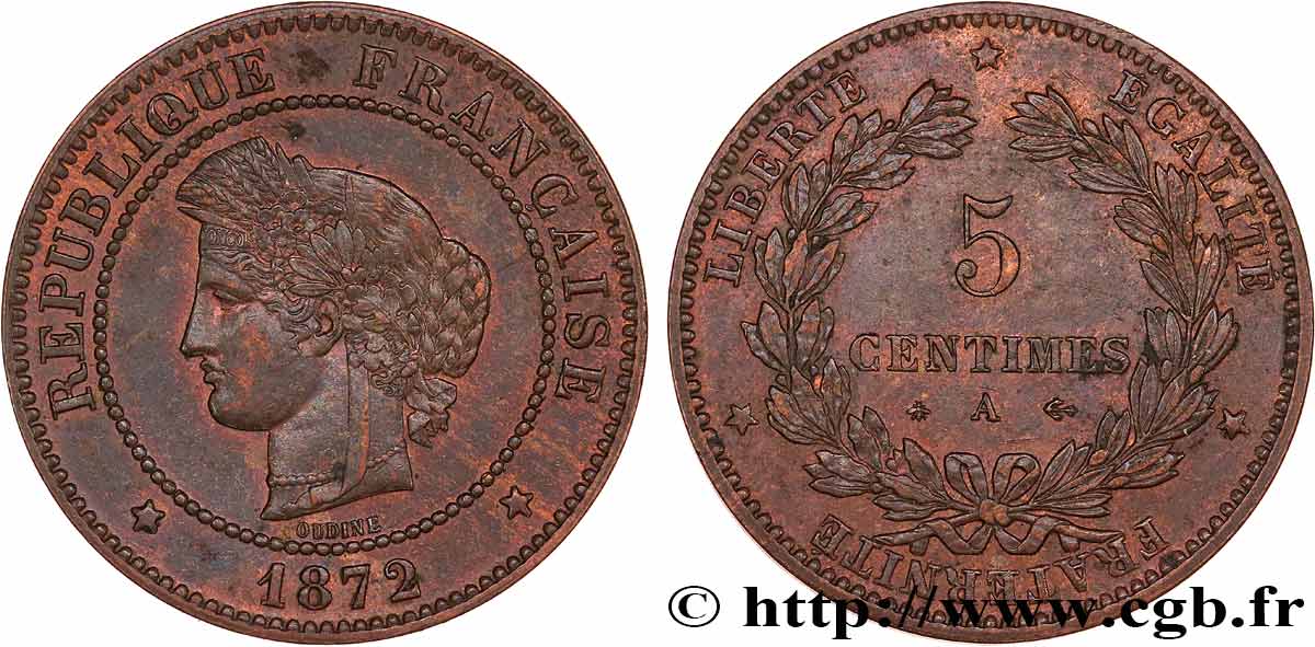 5 centimes Cérès 1872 Paris F.118/4 AU53 