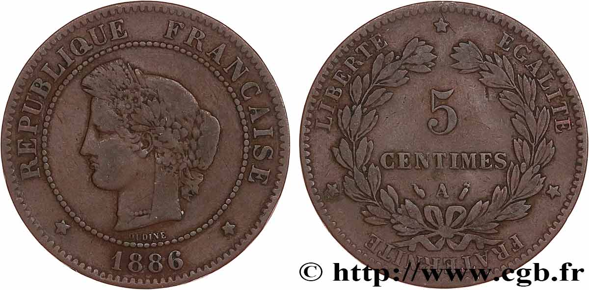 5 centimes Cérès 1886 Paris F.118/28 F15 