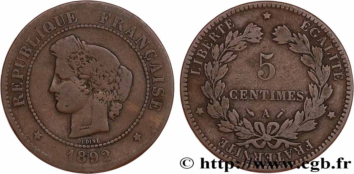 5 centimes Cérès 1892 Paris F.118/34 S15 