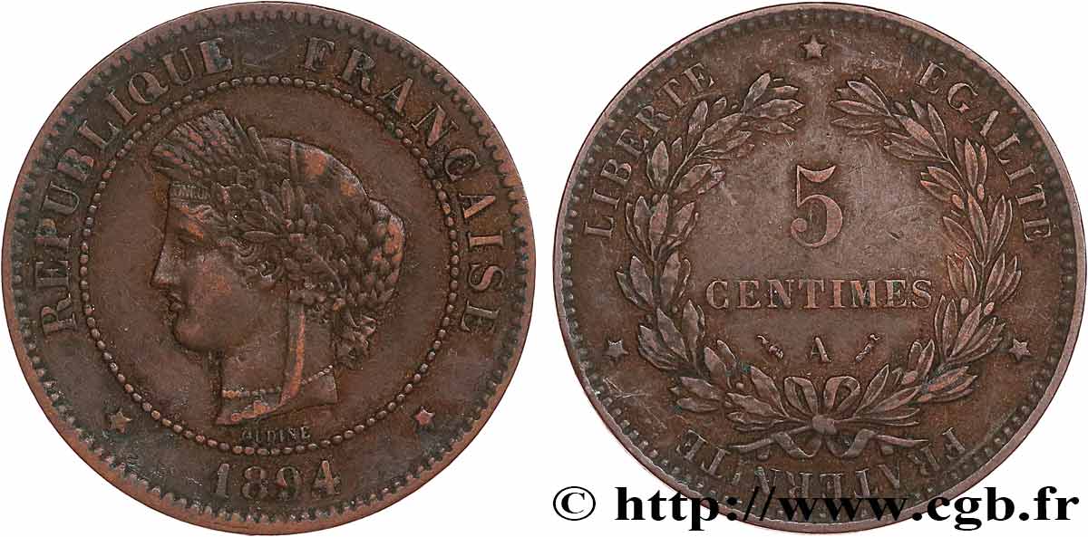 5 centimes Cérès 1894 Paris F.118/36 TB35 