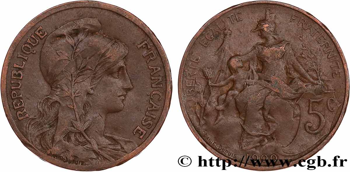 5 centimes Daniel-Dupuis 1900  F.119/9 VF35 