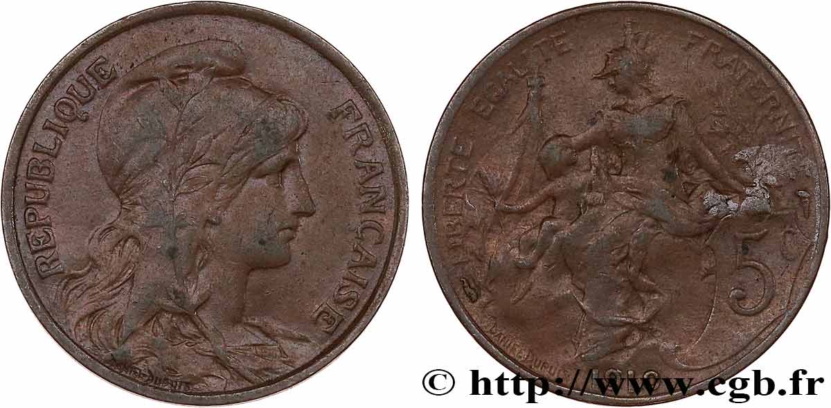 5 centimes Daniel-Dupuis 1910  F.119/22 TB25 