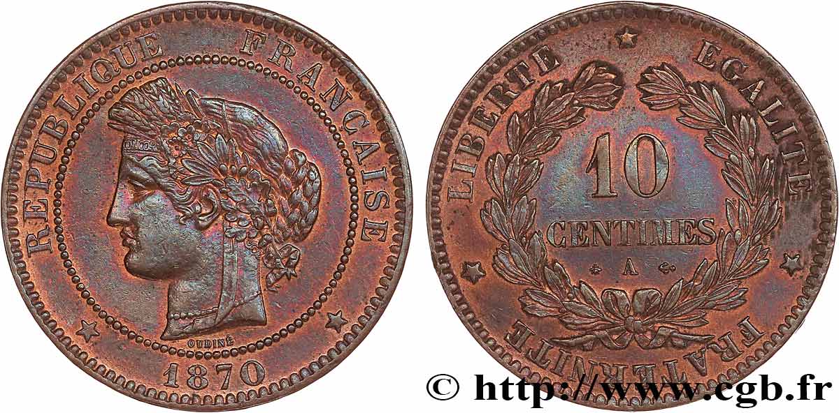 10 centimes Cérès 1870 Paris F.135/4 fVZ 