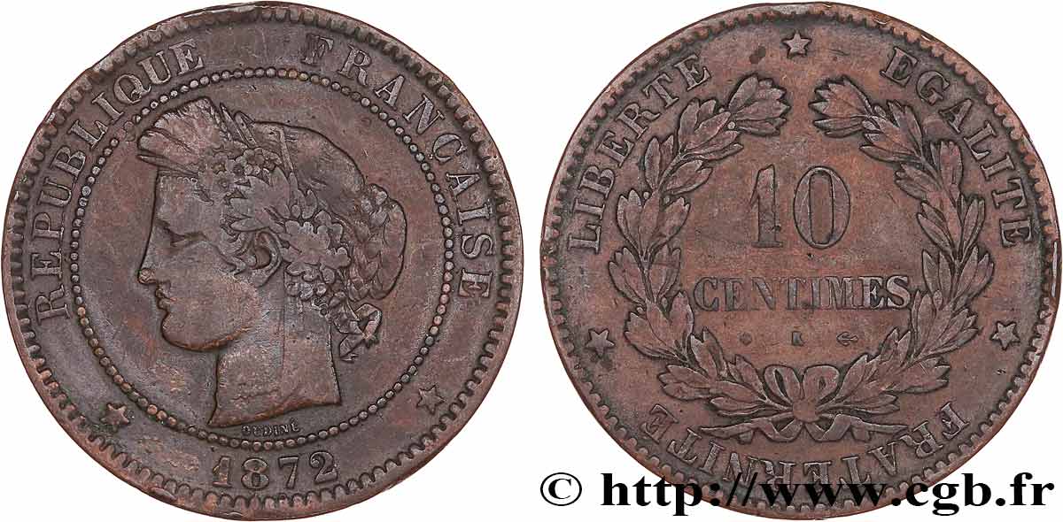 10 centimes Cérès 1872 Bordeaux F.135/9 TB 