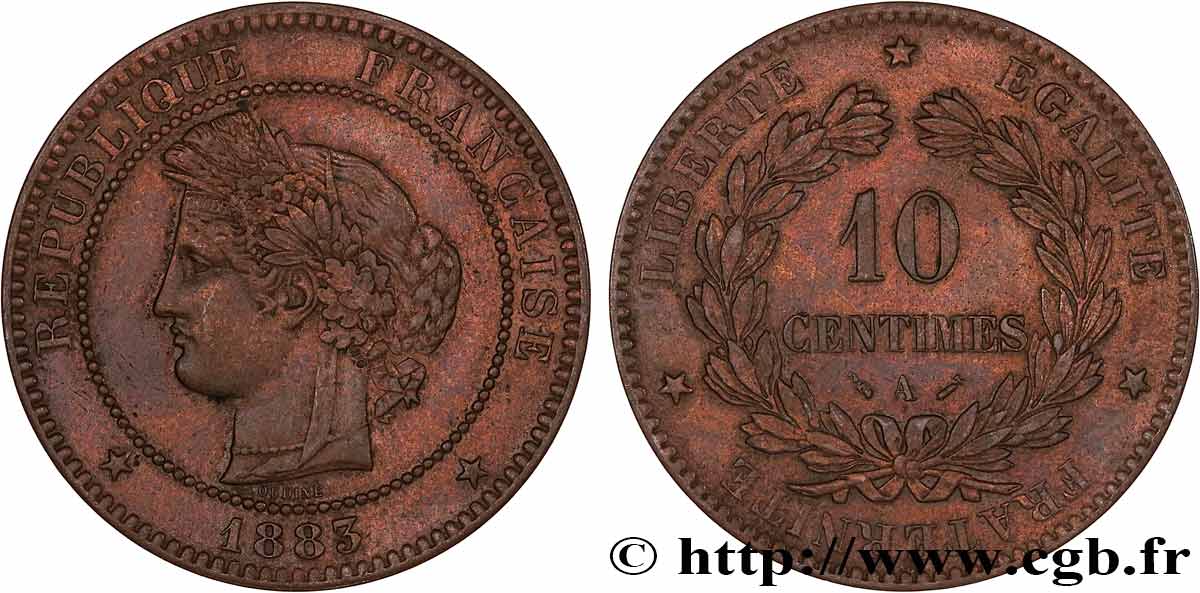 10 centimes Cérès 1883 Paris F.135/27 TTB50 