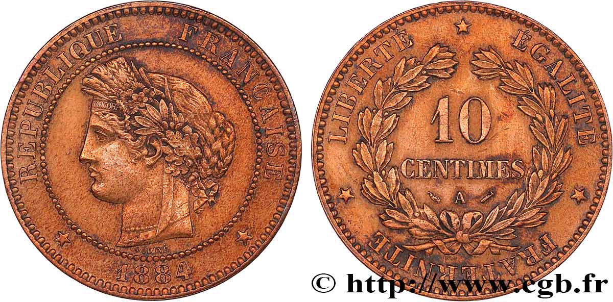 10 centimes Cérès 1884 Paris F.135/28 AU 