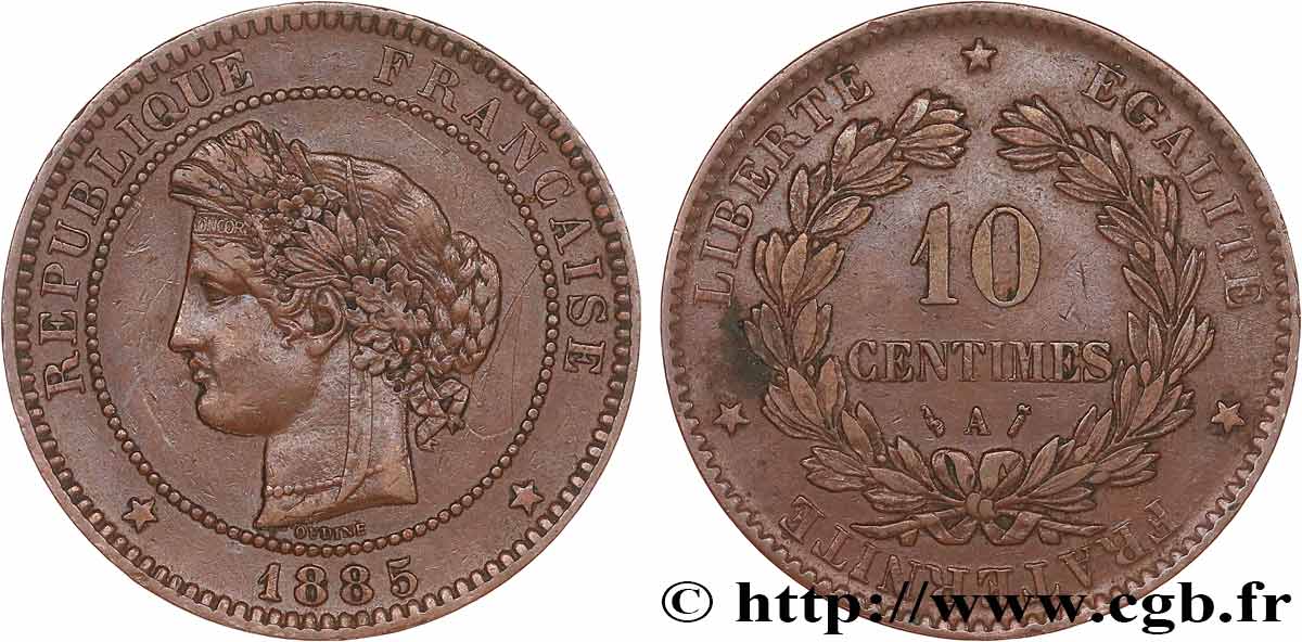 10 centimes Cérès 1885 Paris F.135/29 TTB45 