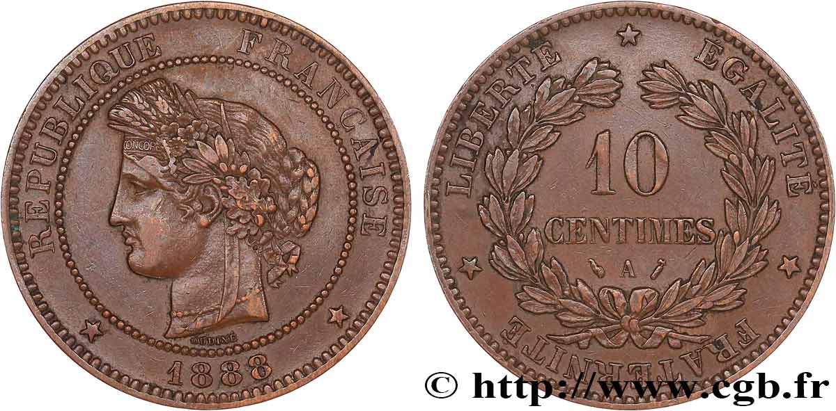 10 centimes Cérès 1888 Paris F.135/33 TTB45 