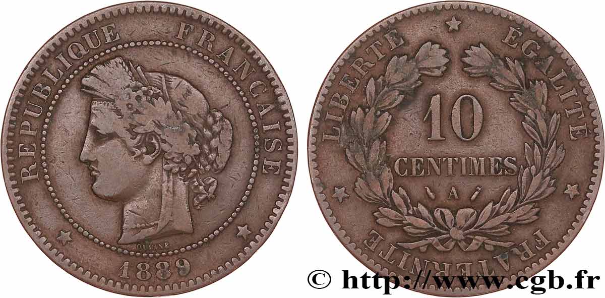 10 centimes Cérès 1889 Paris F.135/34 TB20 