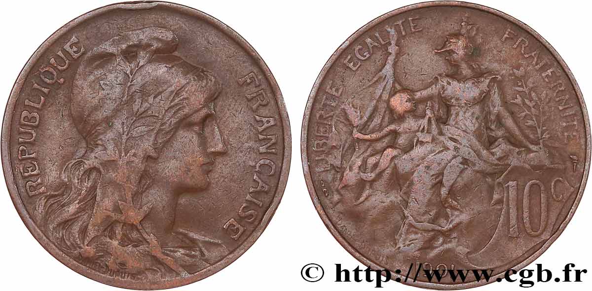 10 centimes Daniel-Dupuis 1901  F.136/10 VF25 