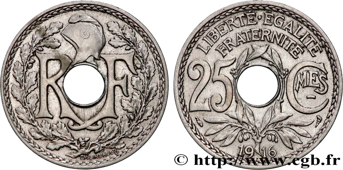 25 centimes Lindauer, Cmes souligné 1916 Paris F.170/4 XF 