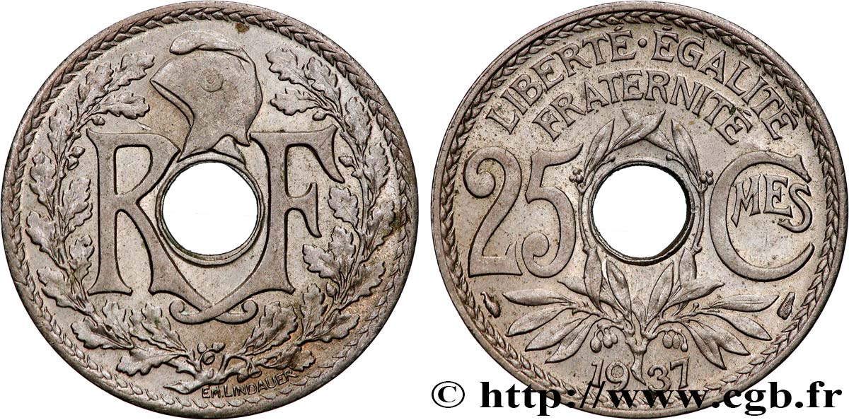 25 centimes Lindauer 1937  F.171/19 SUP55 