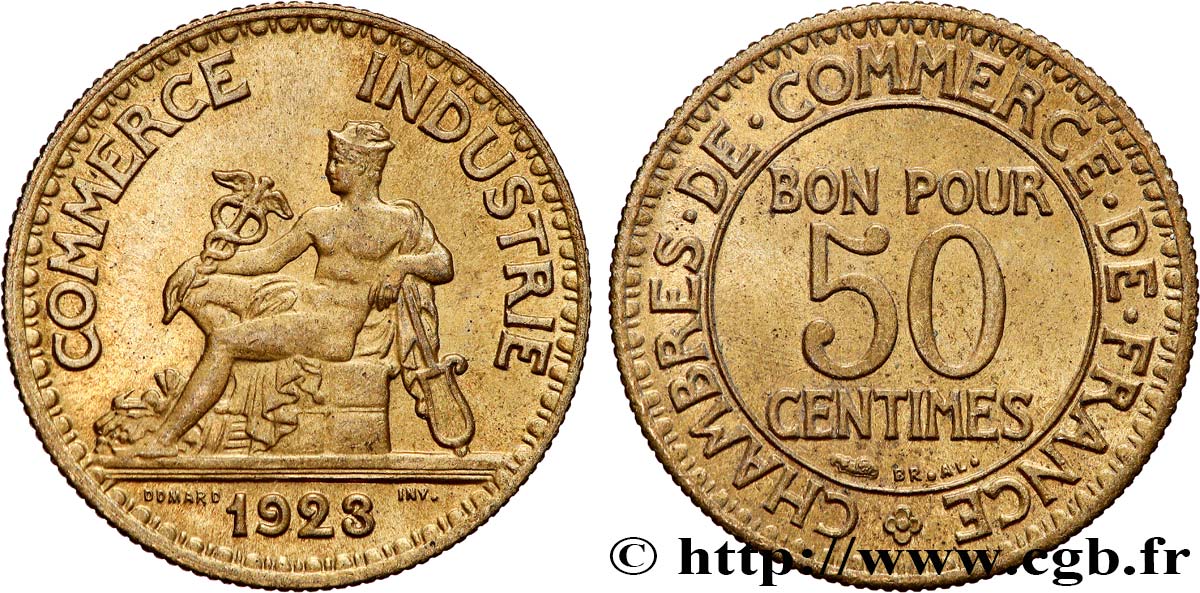 50 centimes Chambres de Commerce 1923 Paris F.191/5 MS62 