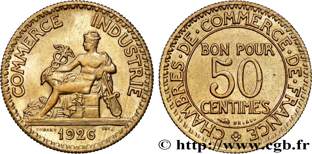 50 centimes Chambres de Commerce 1926 Paris F.191/8 SUP+ 