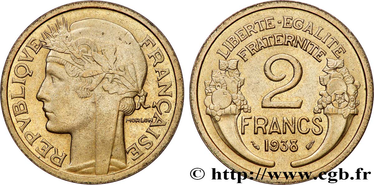 2 francs Morlon 1938  F.268/11 AU58 