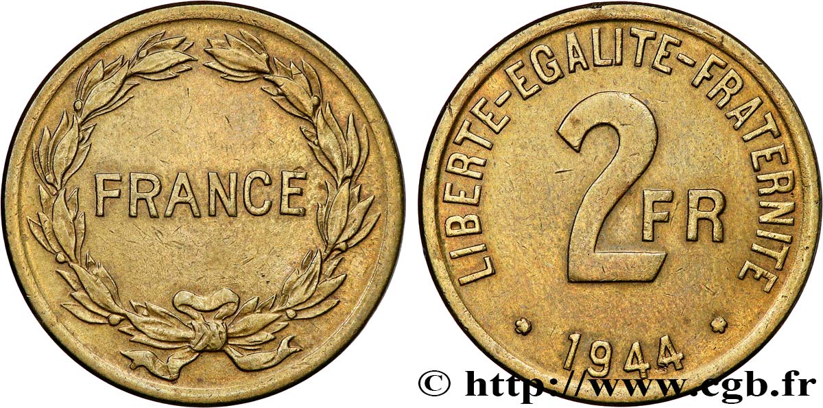 2 francs France 1944  F.271/1 XF 