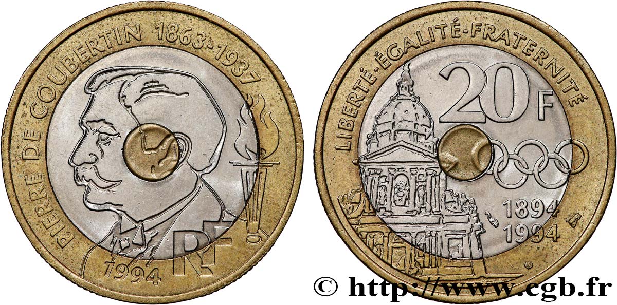 20 francs Pierre de Coubertin 1994 Pessac F.405/2 VZ60 