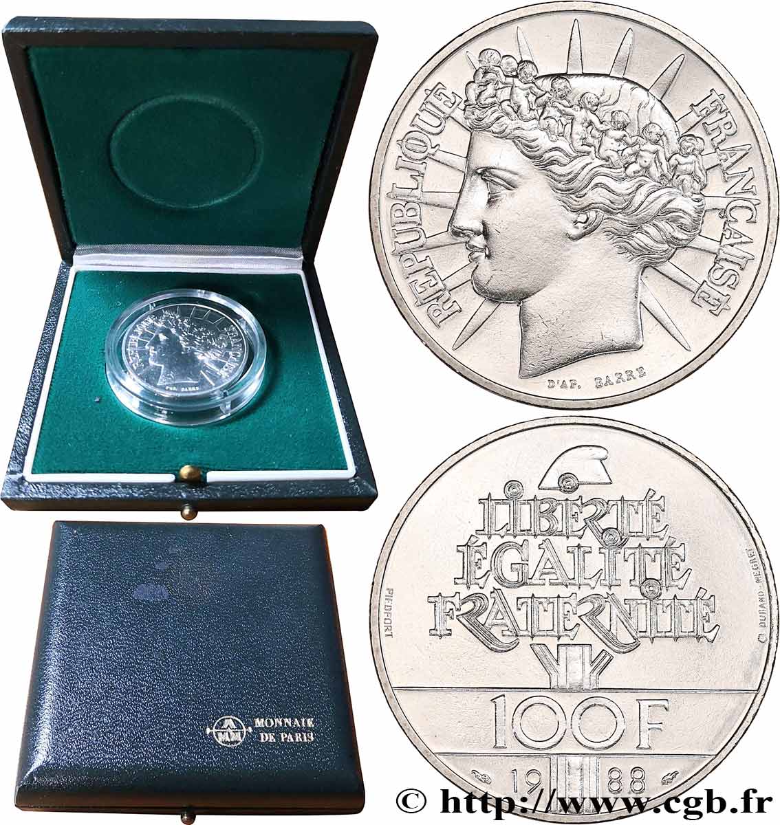 Piéfort Brillant Universel de 100 francs Fraternité 1988 Pessac GEM.237 P1 ST 