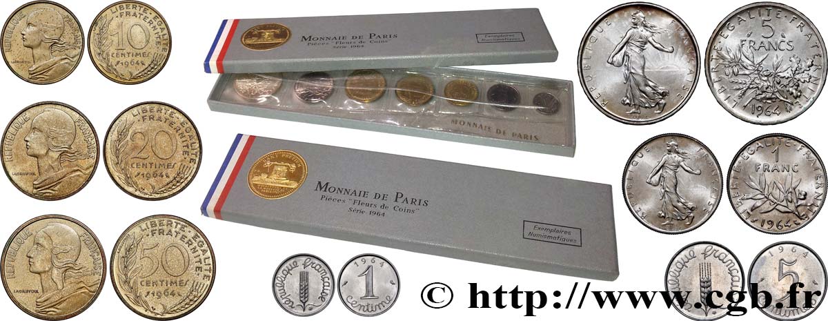 Boîte Fleur de Coins 1964  F.5000 2 FDC 