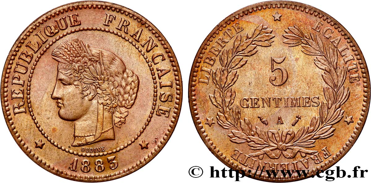 5 centimes Cérès 1883 Paris F.118/25 MS 